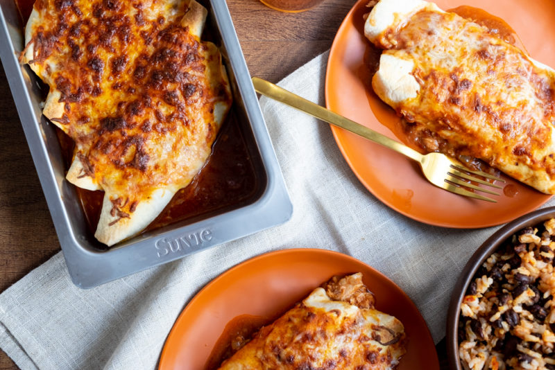 Chicken Enchiladas with Black Beans and Rice Recette Magazine