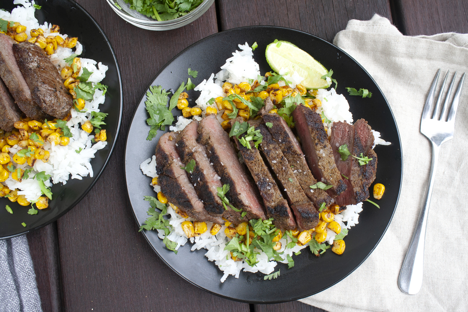 Cumin Rubbed Steak with Charred Corn Recette Magazine