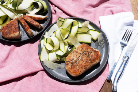 Black Pepper Pork Chops with Zucchini Salad