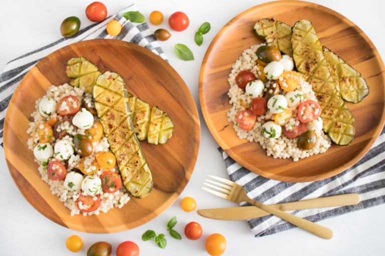 Slow Cooked Zucchini with Caprese Couscous Recette Magazine