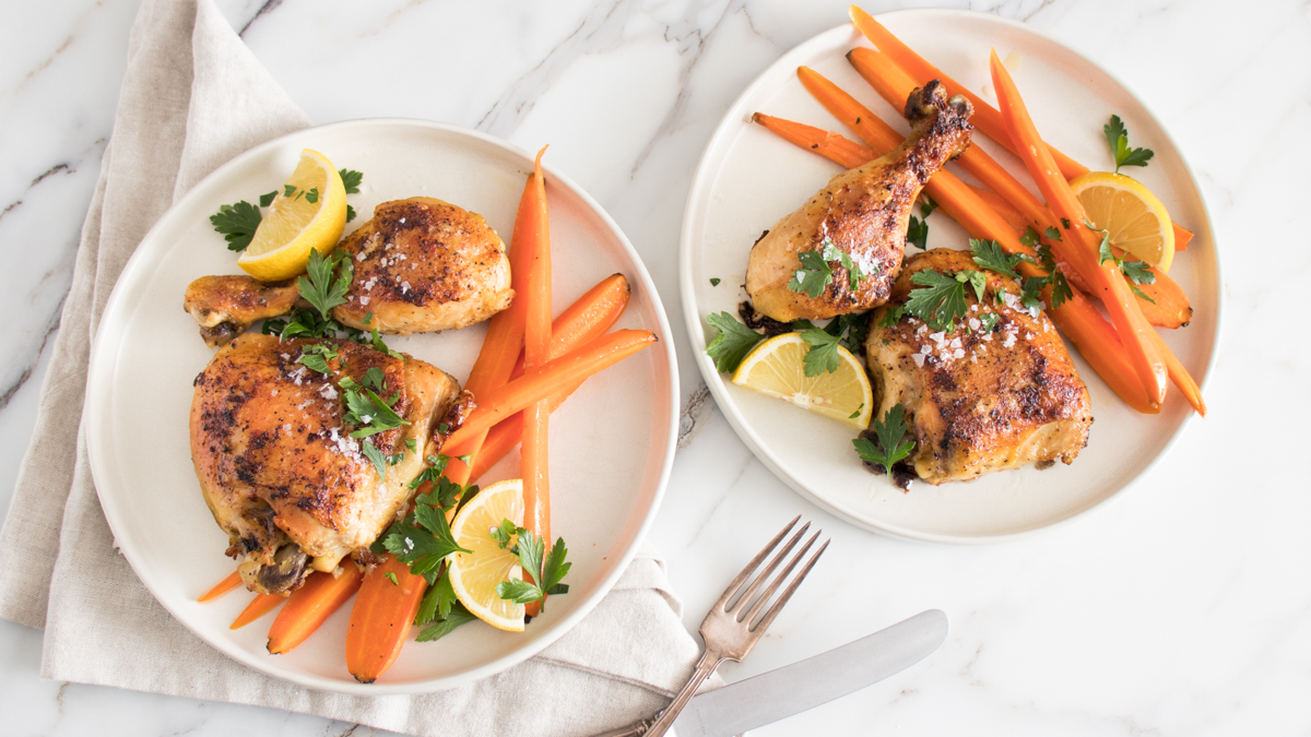 Garlic Confit Chicken with Braised Carrots