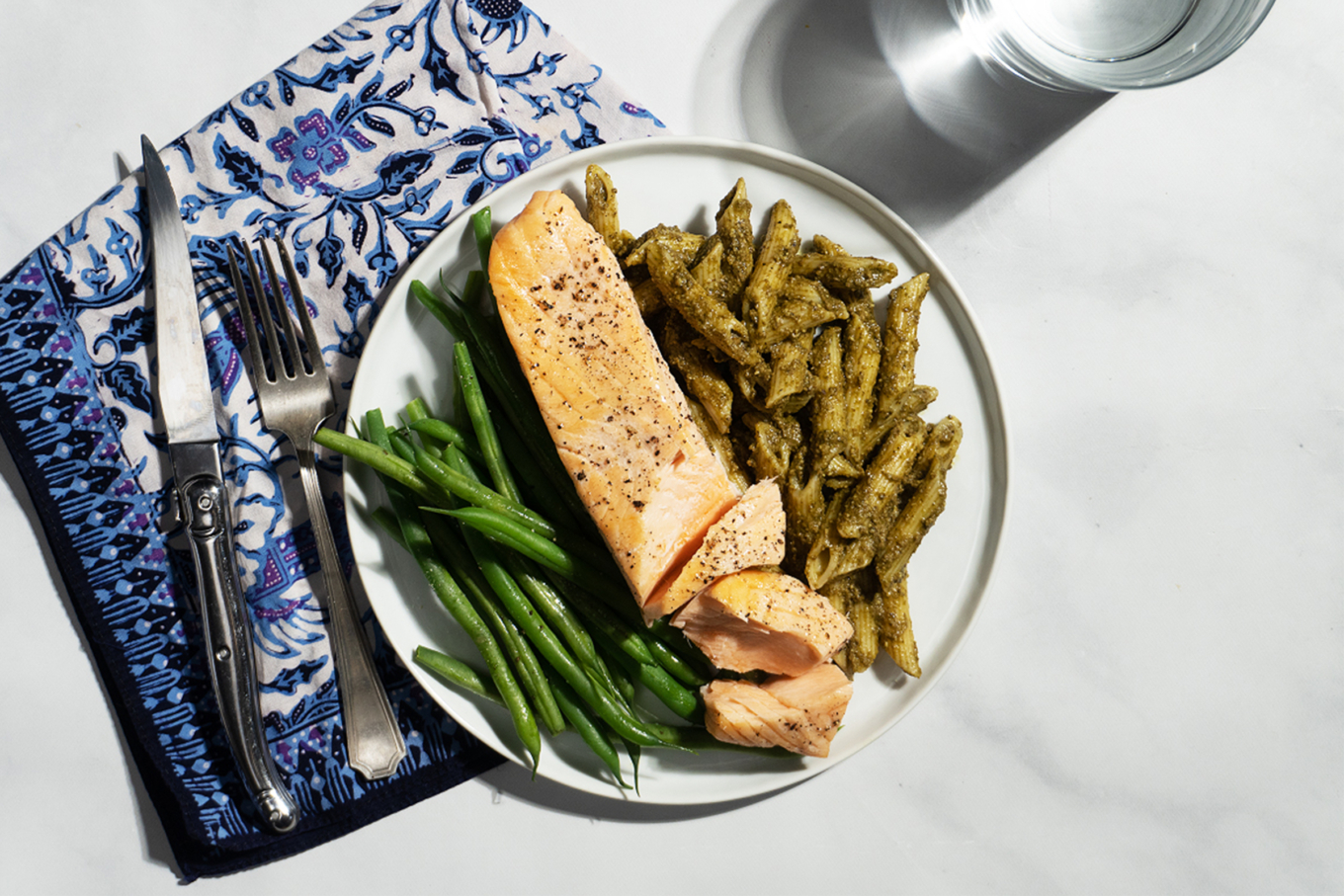 Salmon with Pesto Penne