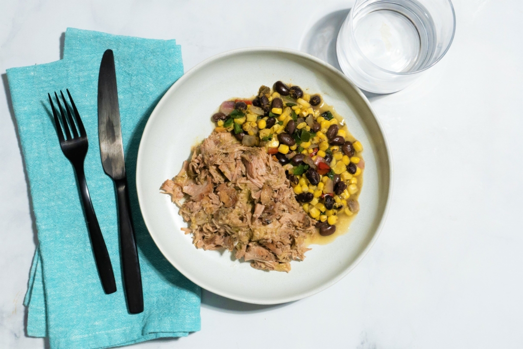 Green Chile Braised Pork with Southwest Vegetables