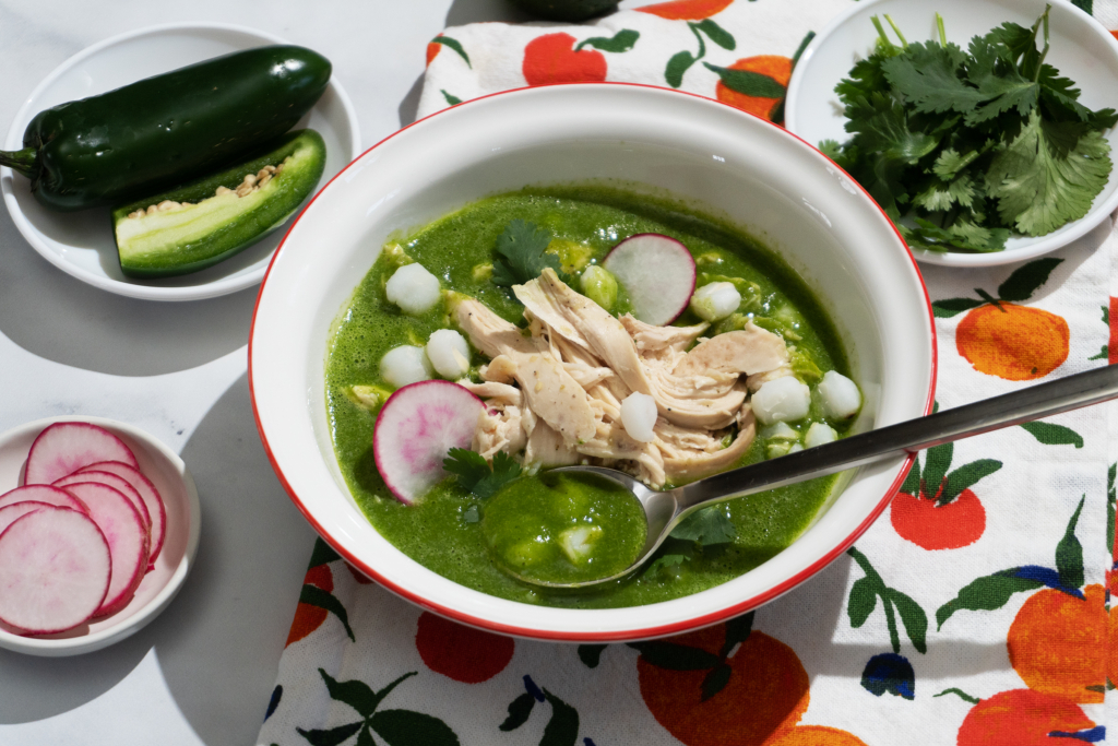 Cilantro Chicken Stew with Hominy