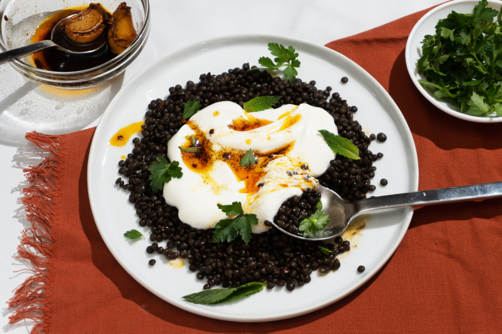 Black Lentils with Yogurt and Herbs