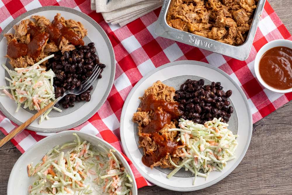 Pulled Pork with Beans and Coleslaw