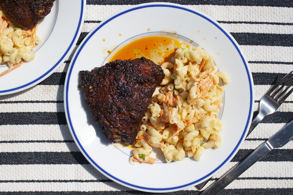 BBQ Chicken with Macaroni Salad