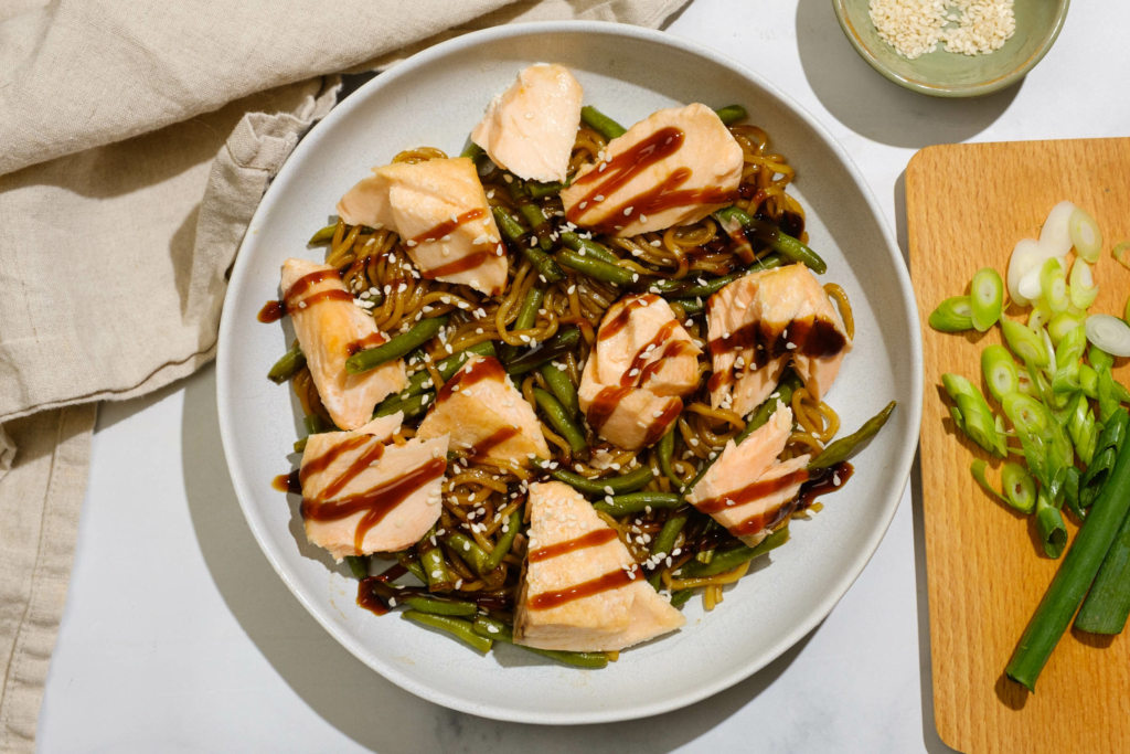 Salmon Teriyaki Noodle Bowl