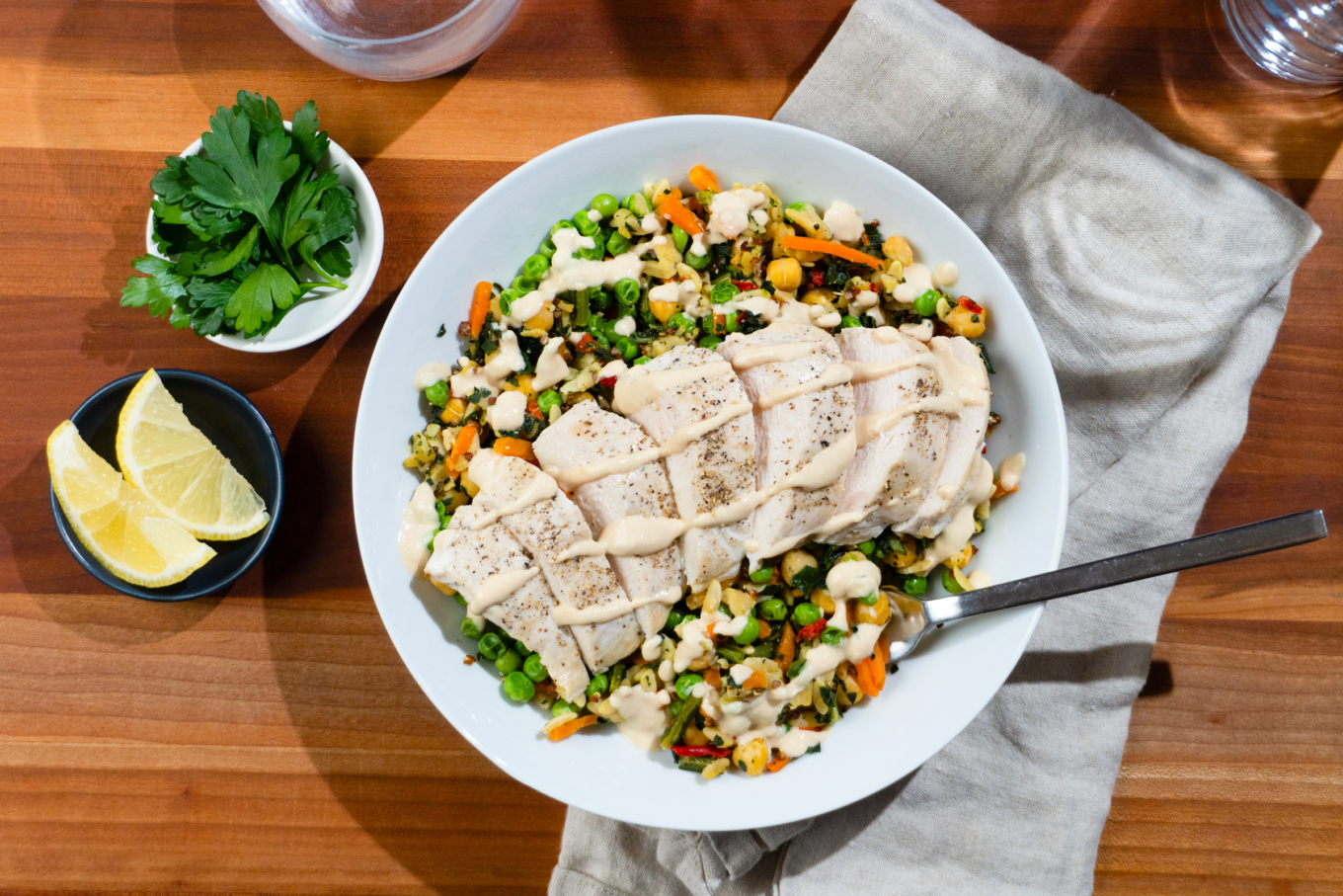 Lemon Tahini Chicken Bowl