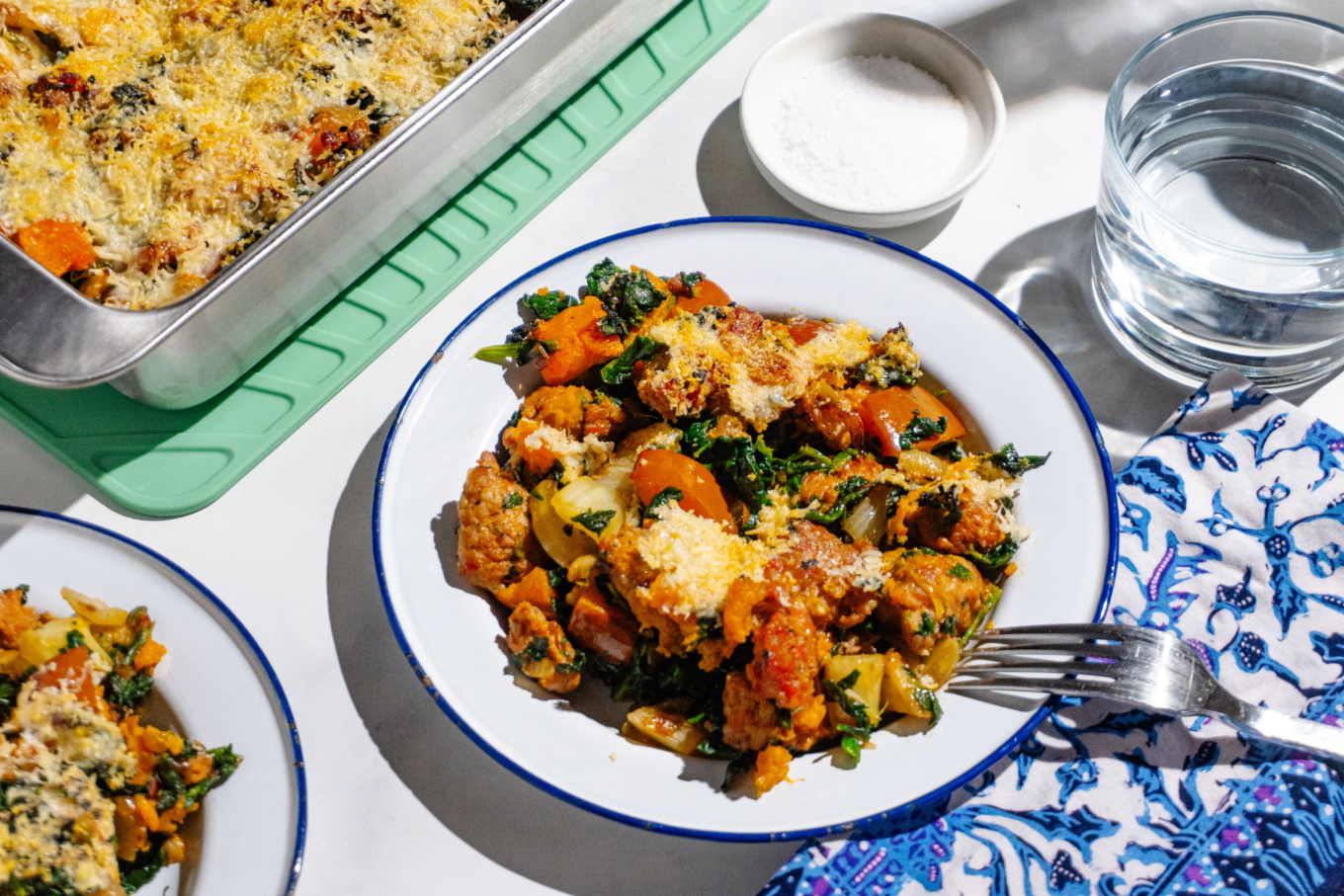 Sausage, Honeynut Squash, and Spinach Casserole