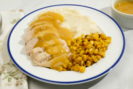 Meal Card: Gravy Chicken and Grilled Corn