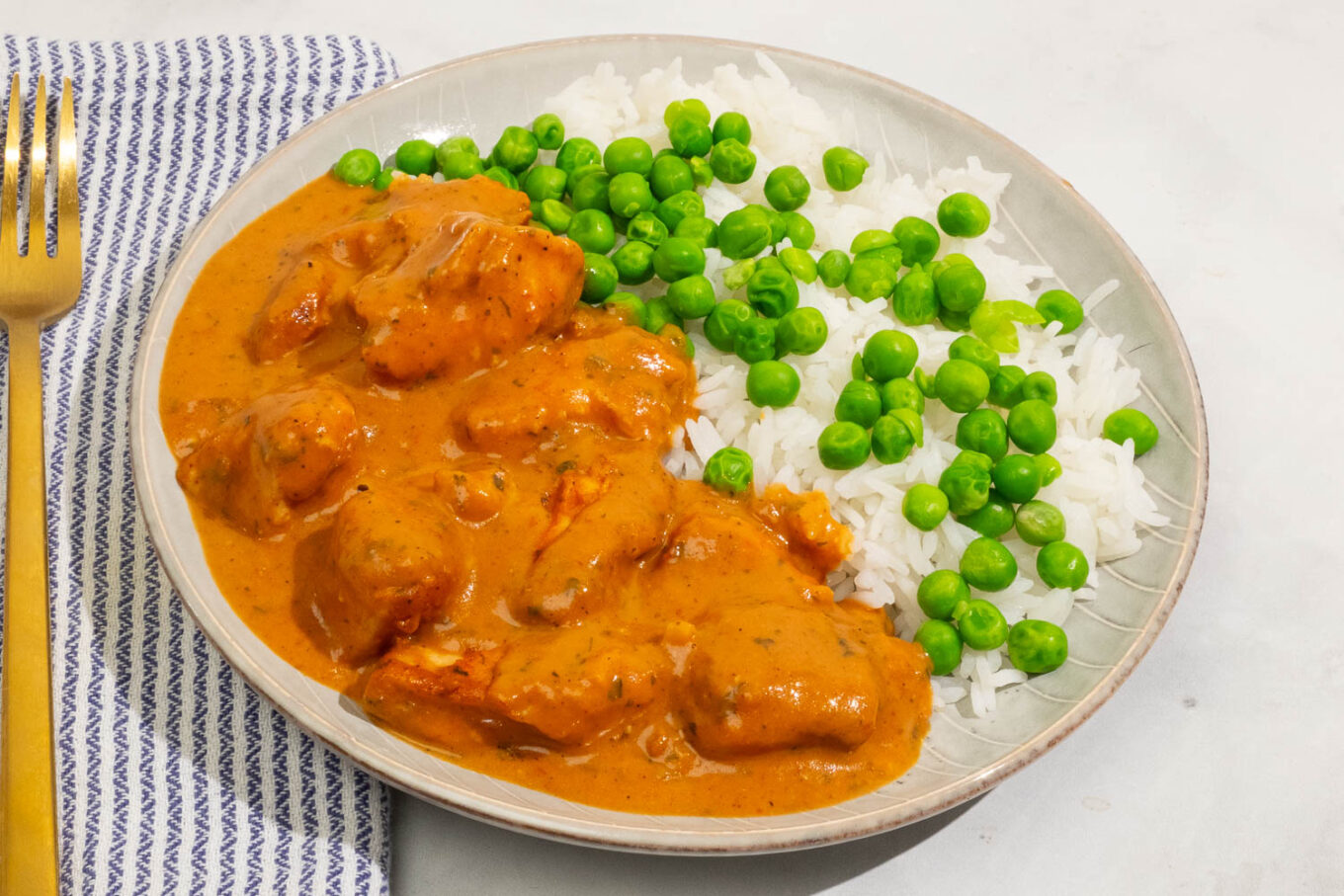 Meal Card: Chicken Tikka Masala with Green Peas