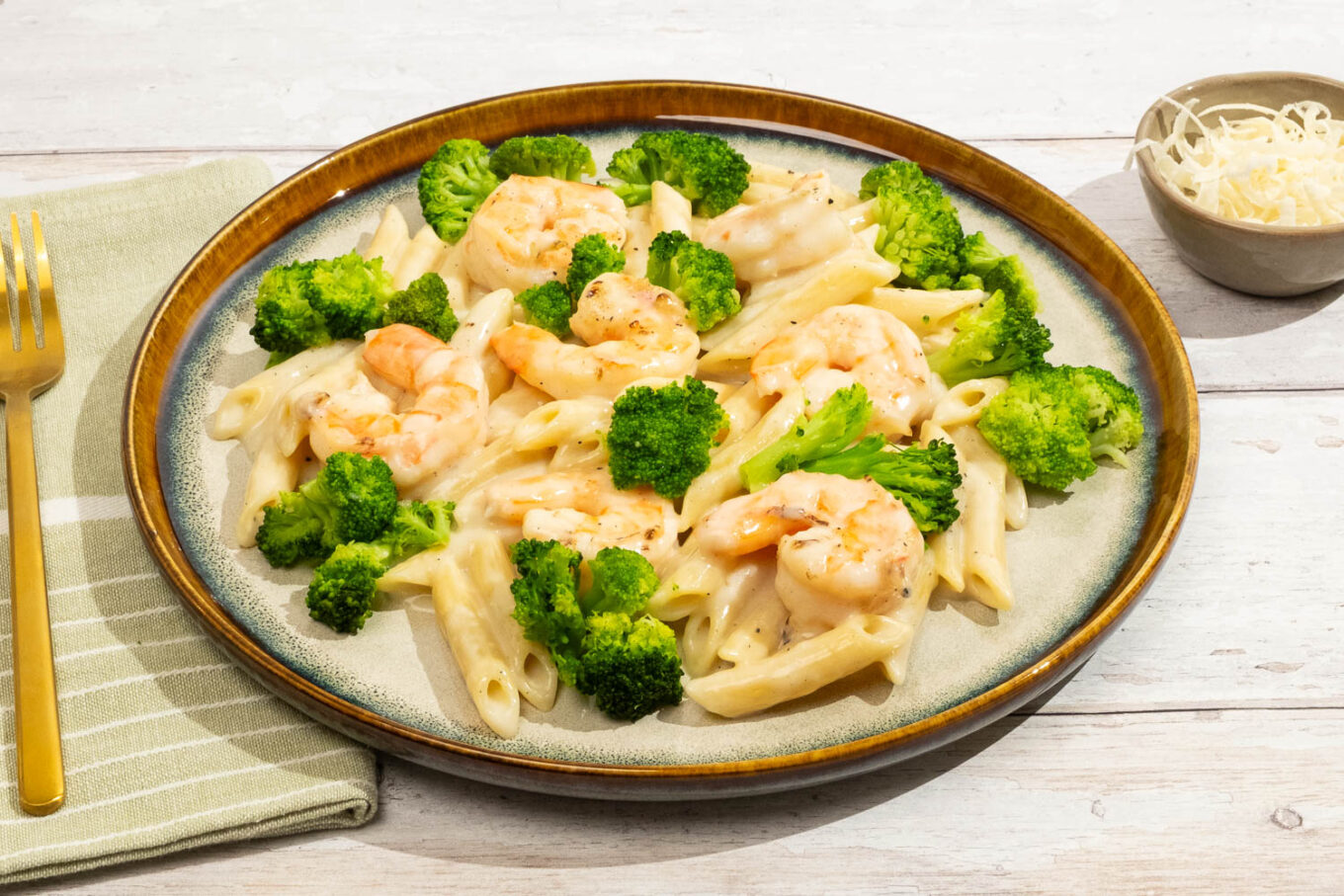 Grilled Shrimp Alfredo Penne