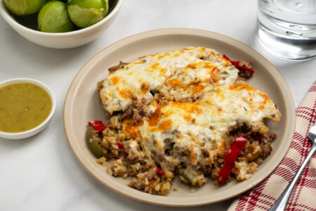 Chile Verde Beef Enchilada-Style Bake